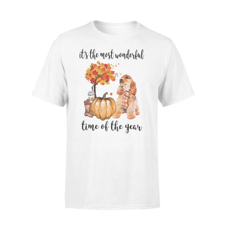Fall Pumpkin It’s The Most Wonderful Time Of The Year Cocker Spaniel T-Shirt