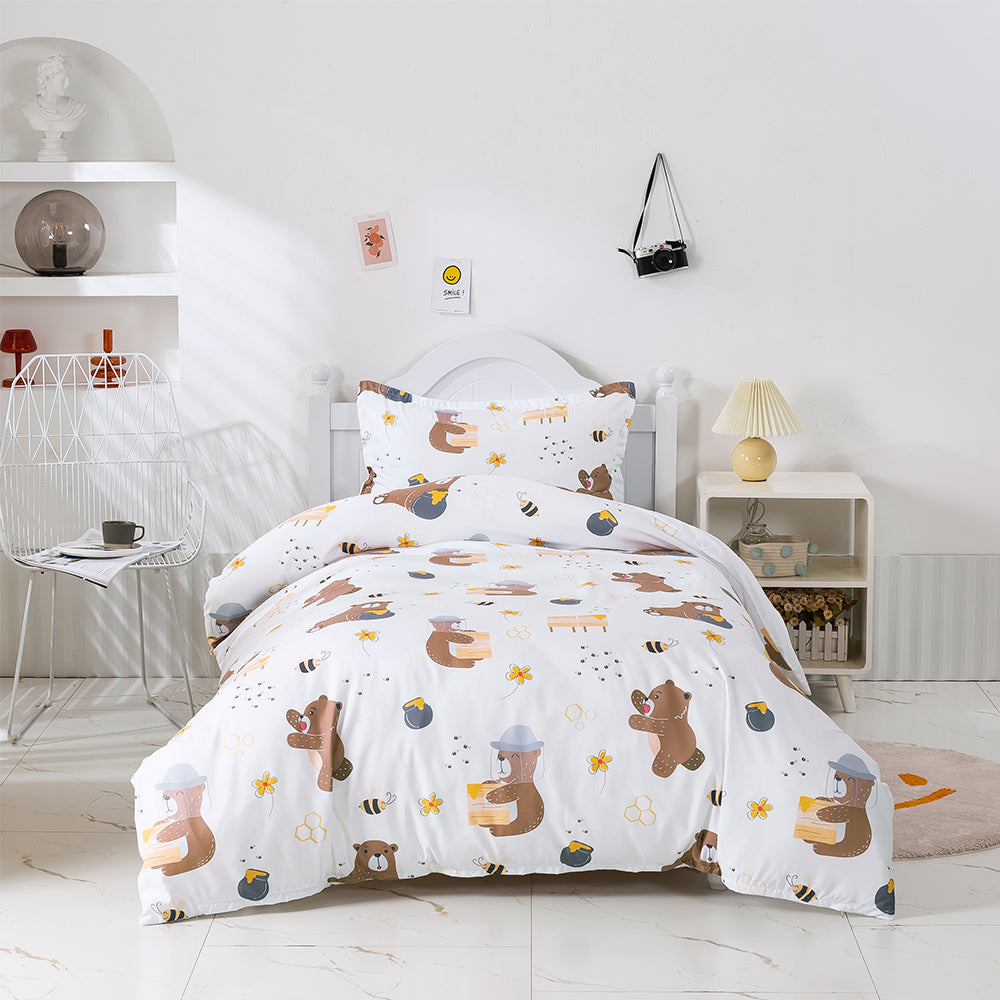 3D Cartoon Animal Bear Kids Quilt Cover Set Bedding Set Duvet Cover Pillowcases 472