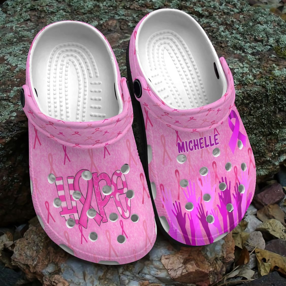 Breast Cancer Personalized Clog, Custom Name, Text, Color, Number Fashion Style For Women, Men, Kid, Print 3D Hope