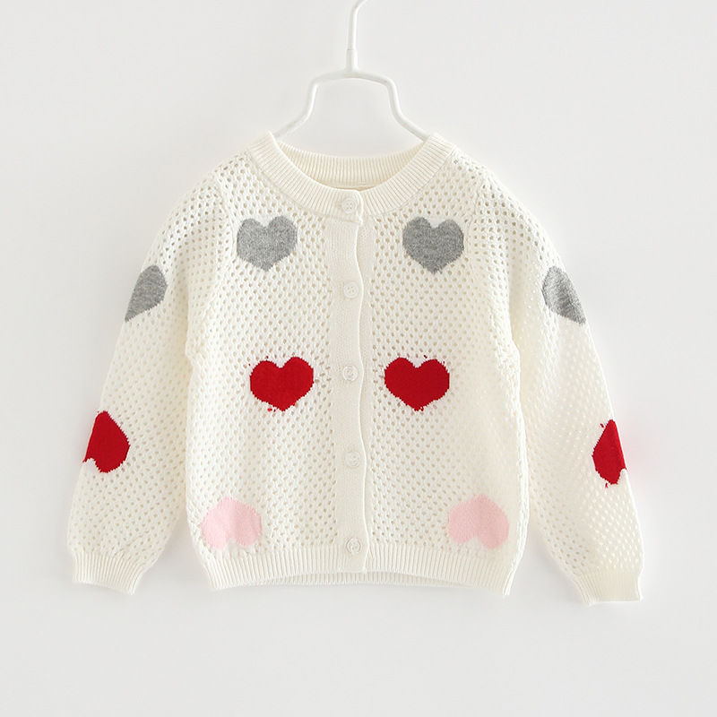 2022 Girls Clothes Cute Kids Toddler Baby Long Sleeve Cardigan Sweater Heart Patterns Autumn Winter Warm Girl Knitwear AA5713 alx