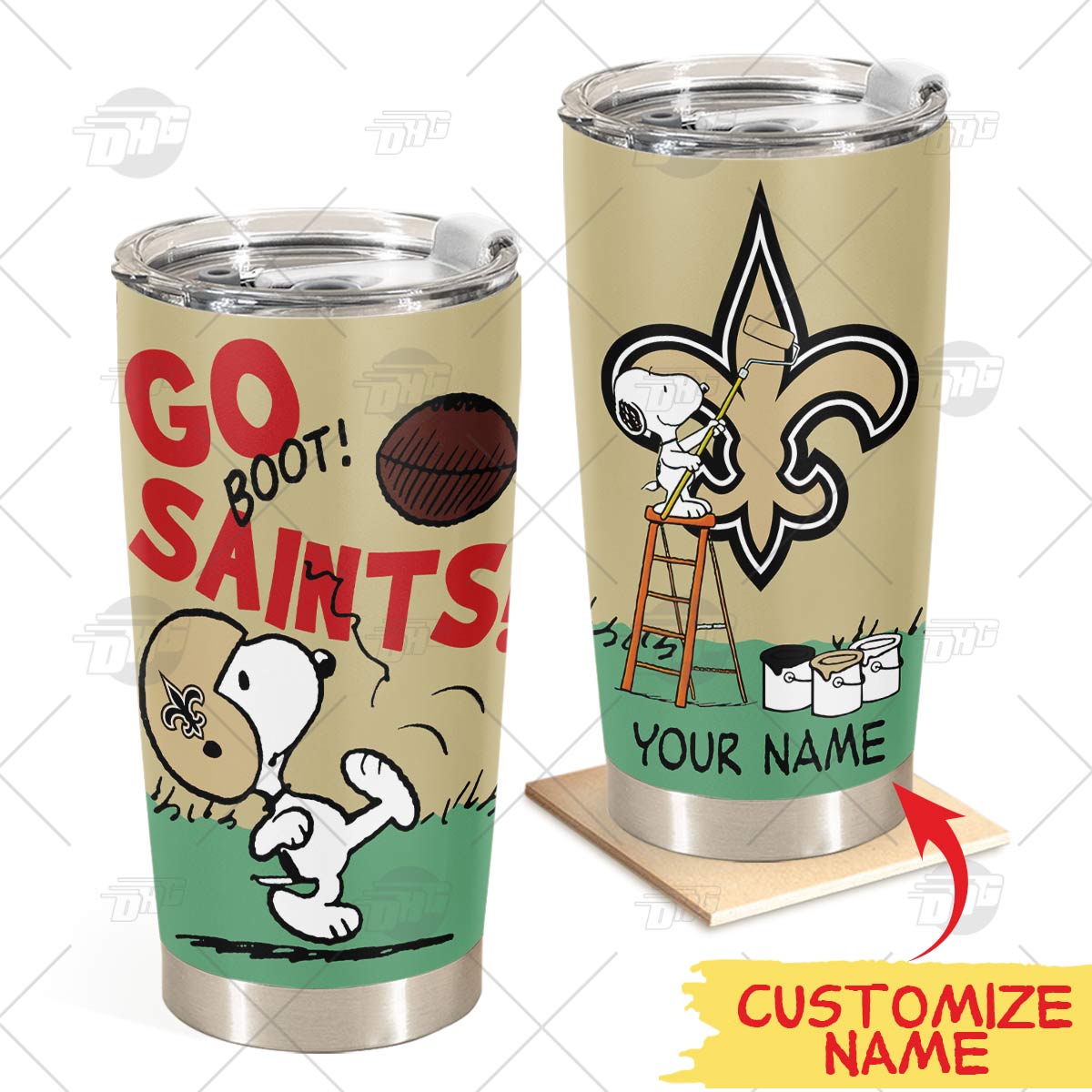 Personalize New Orleans Saints Tumbler Snoopy Stainless Steel Tumbler 20Oz 30Oz Best Gift