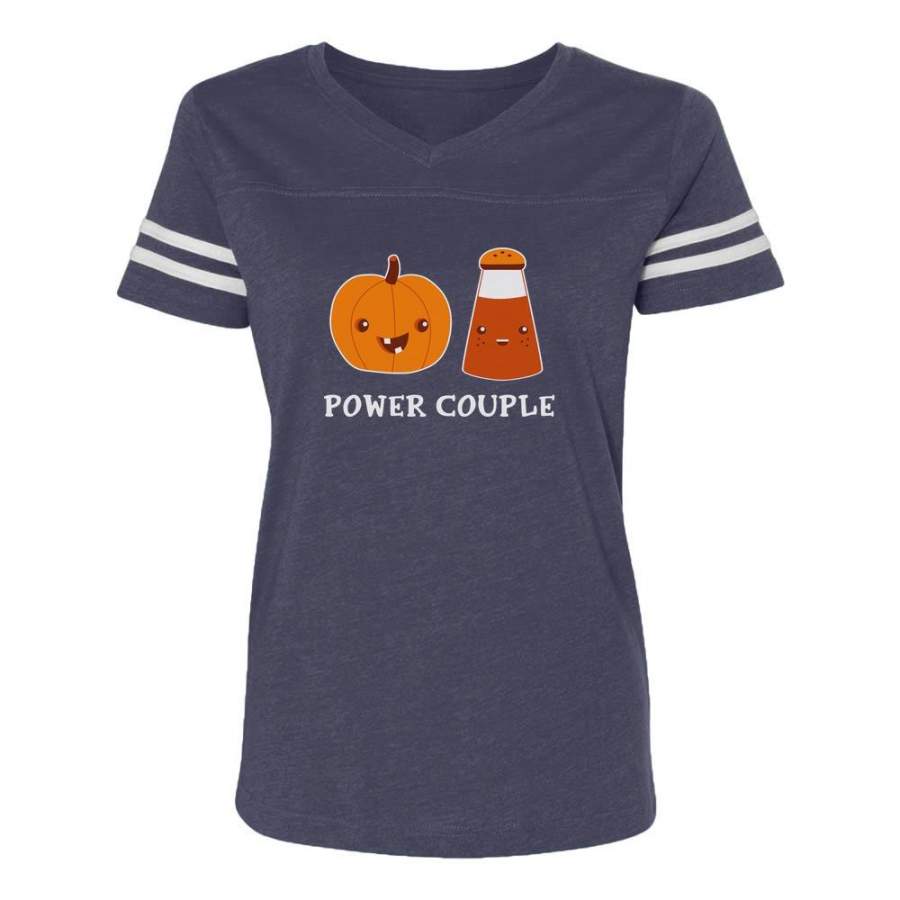 Pumpkin Spice Power Couple Women Football Jersey T-Shirt