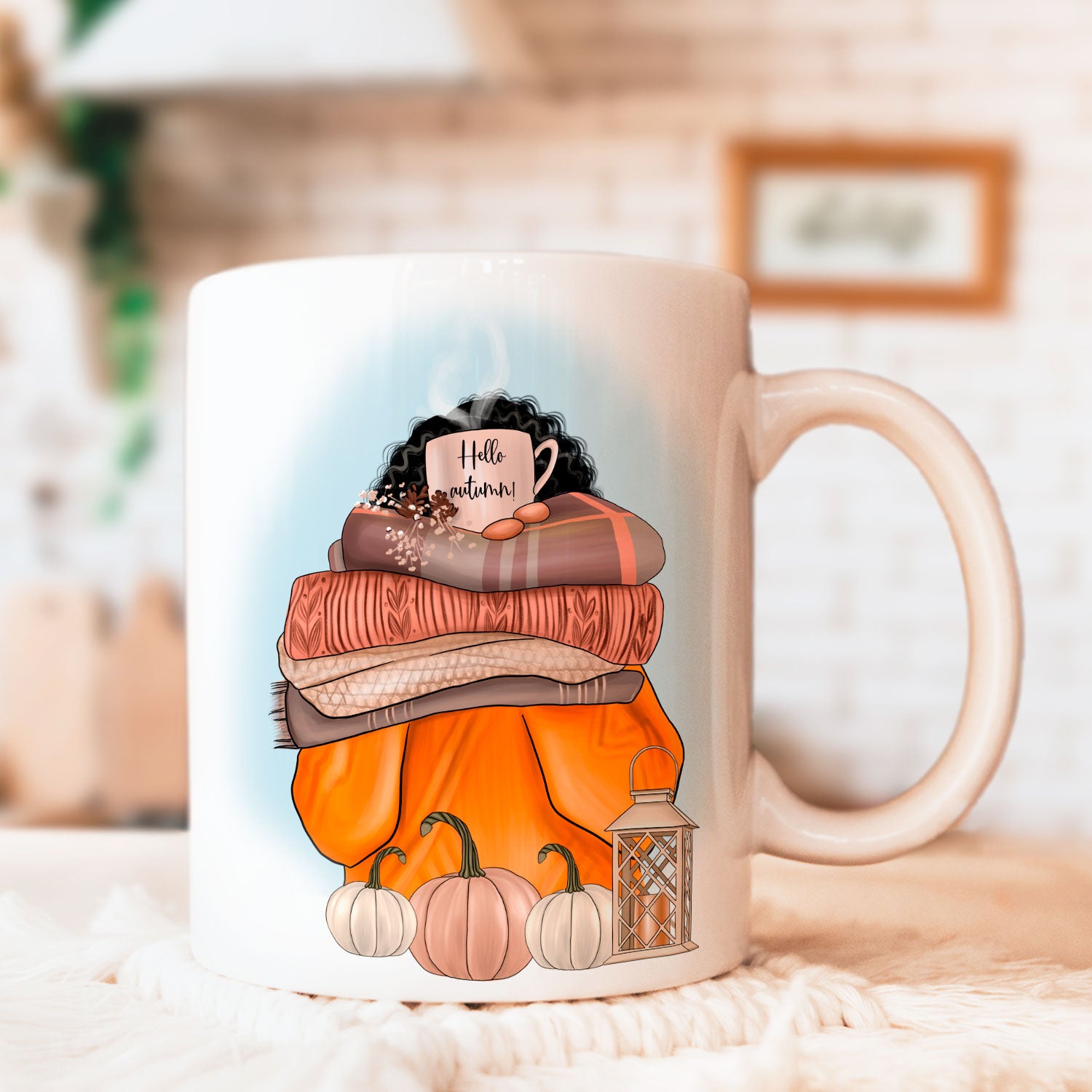 Hello Autumn – Cute Fall Blankets, Sweater & Pumpkins Coffee Mug