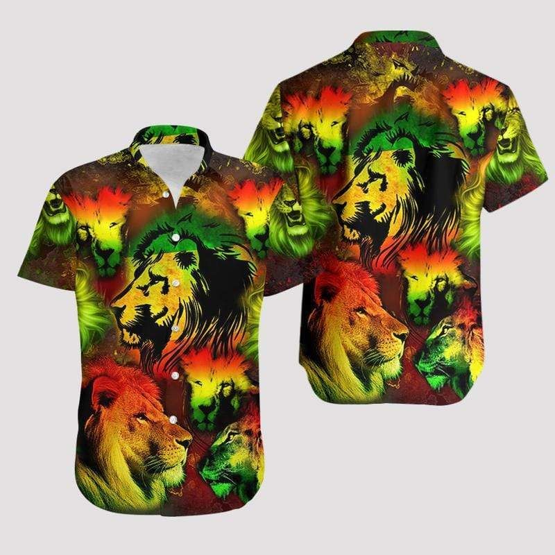 Hawaii Aloha Shirts Awesome Colorful Lion Ha52515