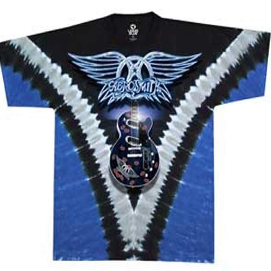 Aerosmith Guitar and Logo Blue V Tye Dye t-shirt