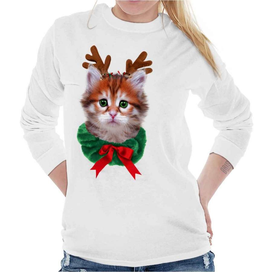 Reindeer Kitten Long Sleeve T-Shirt