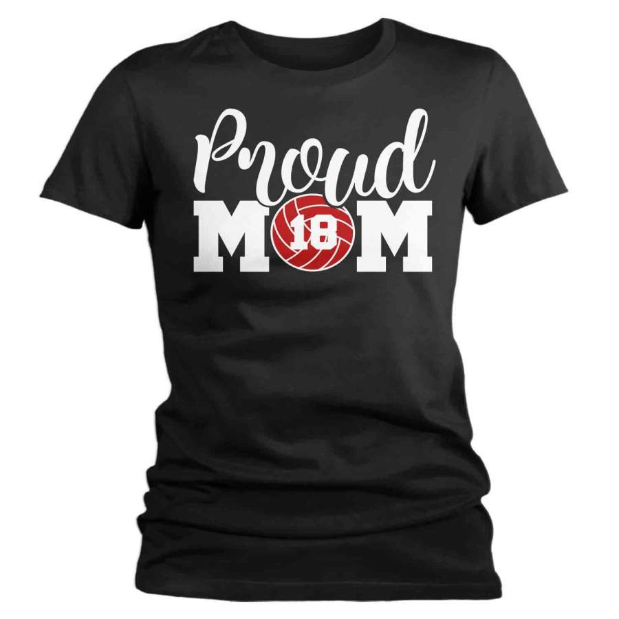 Women’s Personalized Volleyball Mom T Shirt Proud Volleyball Mom Shirts Volleyball Mom Shirt Personalized Shirts