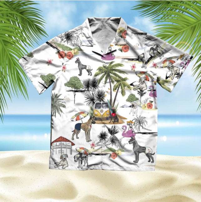 Great Dane Beach All Over Printed Hawaiian Shirt Ha72735