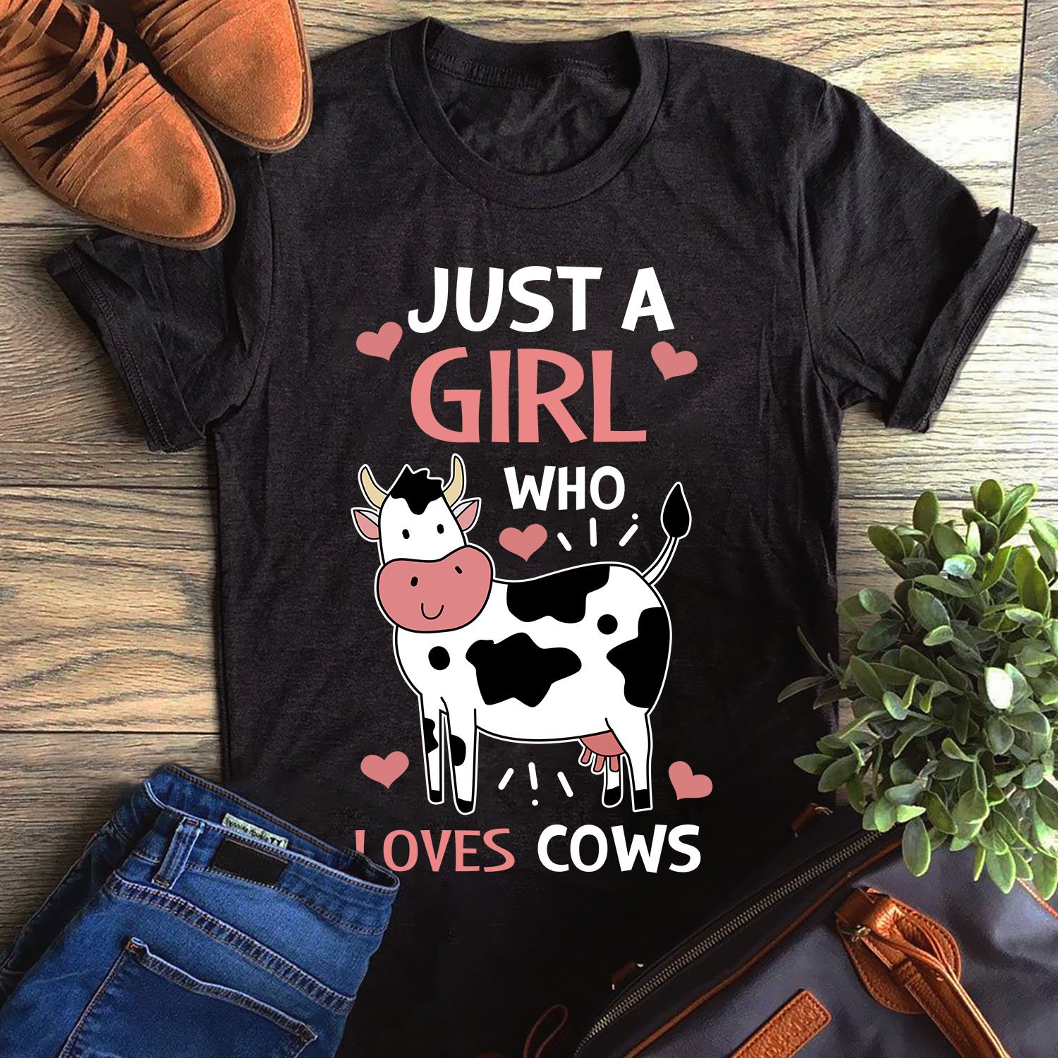 Just A Girl Who Loves Cows Farm Lover Graphic Unisex T Shirt, Sweatshirt, Hoodie Size S – 5XL