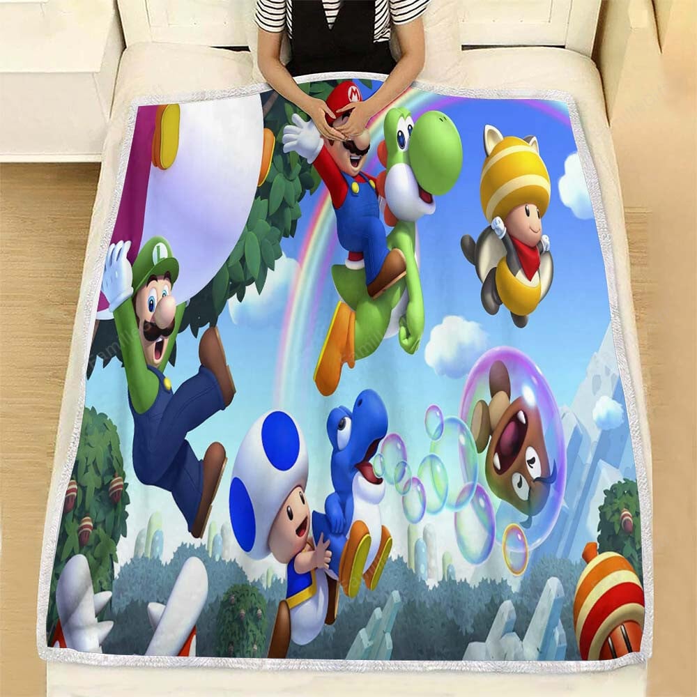 Super Mario Fleece Blanket –  Soft Blanket, Warm Blanket