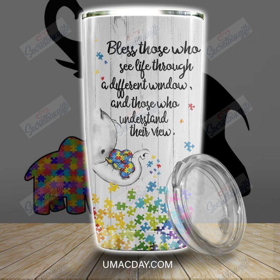 Personalized Autism Elephant Gs-Cl-Ml0104 Stainless Steel Tumbler Travel Customize Name, Text, Number, Image