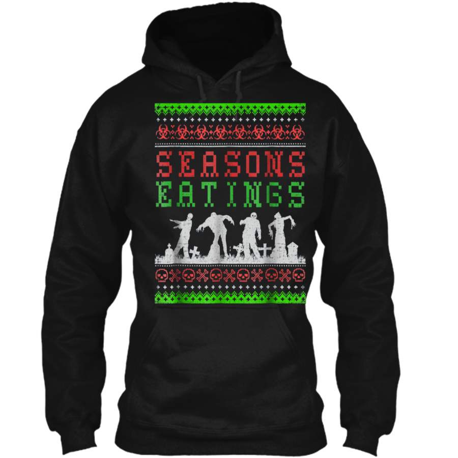 Funny SEASONS EATINGS Zombie Ugly Christmas Sweater  Pullover Hoodie 8 oz