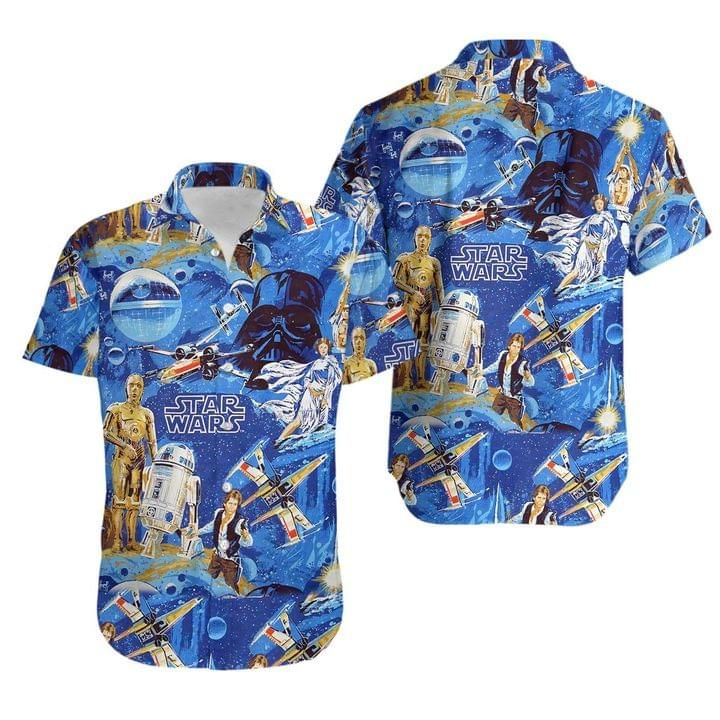 Star Wars Print Short Sleeve Hawaii Casual Shirt Ha50036