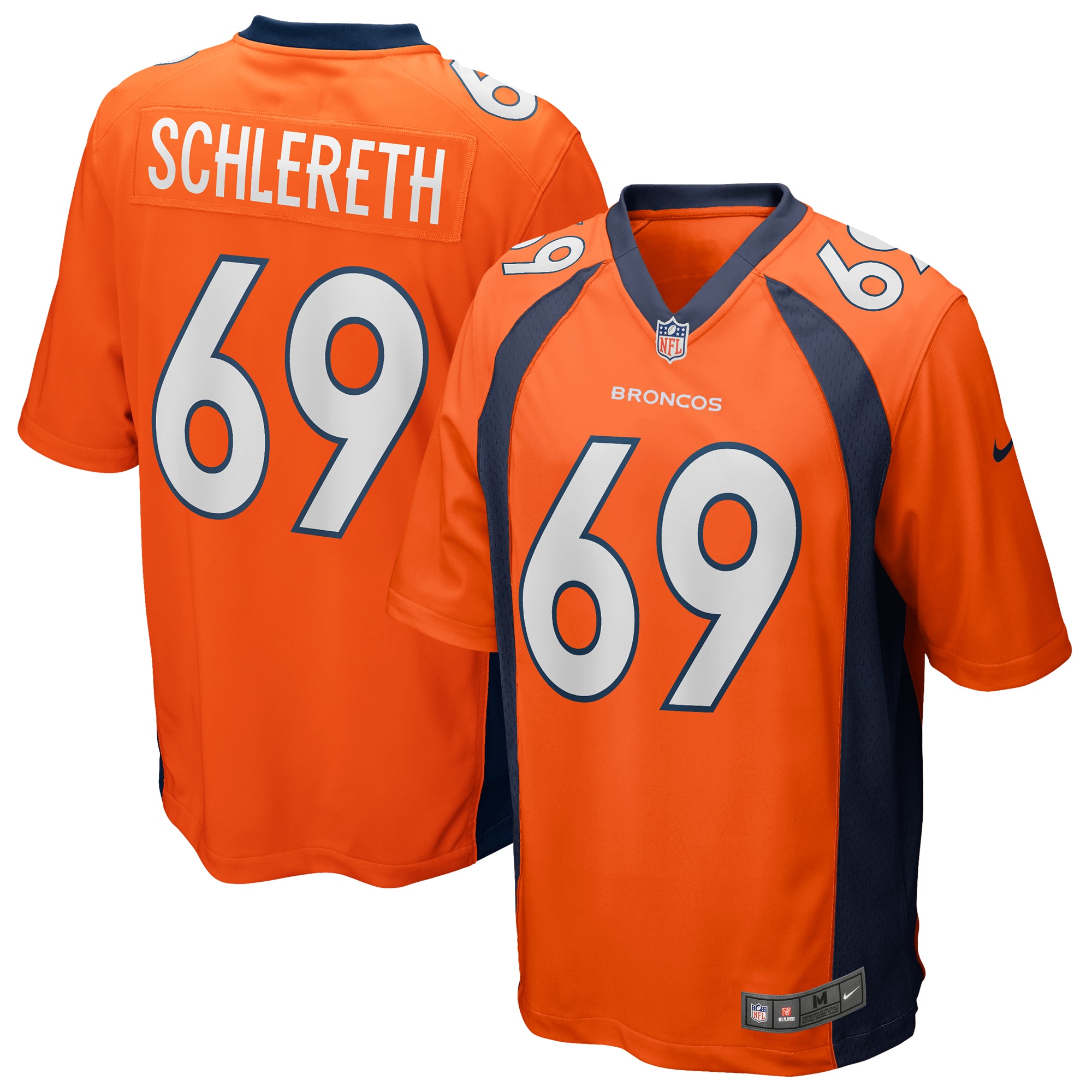 Men’s Denver Broncos Mark Schlereth Orange Game Retired Player Jersey