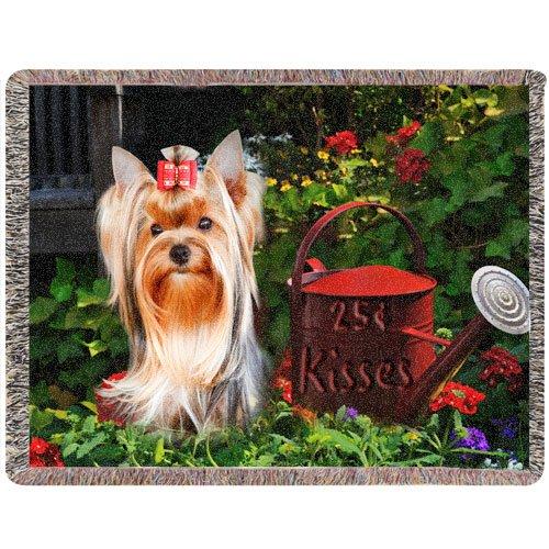 Yorkshire Terrier Woven Throw Blanket 54 X 38 .25 Cent Kisses