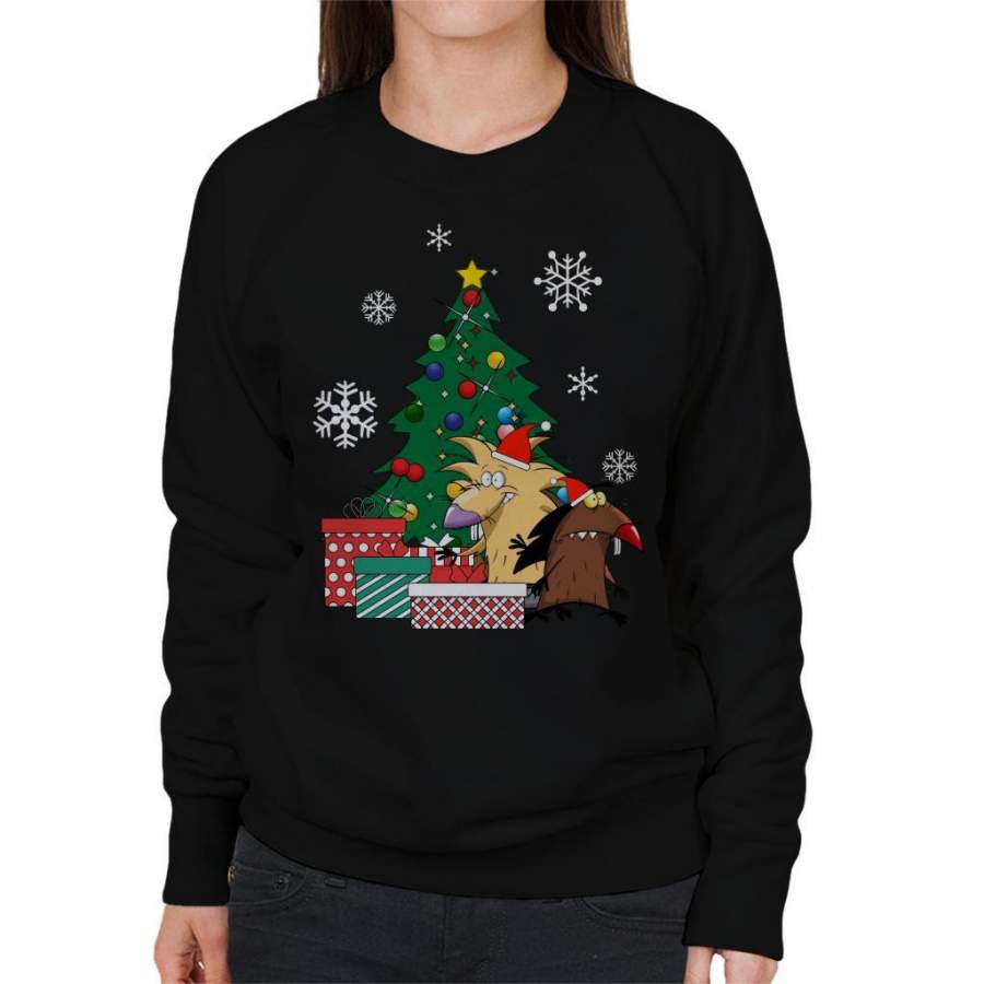 Angry Beavers Around The Christmas Tree Women’s Sweatshirt