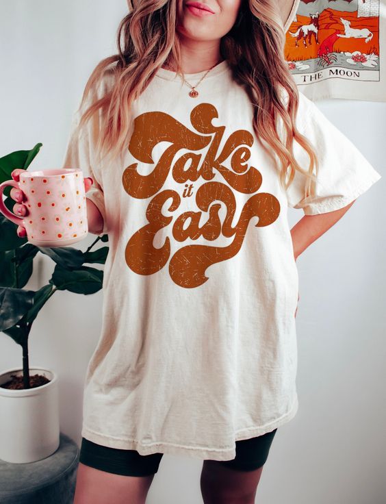 Take it Easy Tee, Take it Easy T-Shirt, Hippie Tee Vintage Inspired Cotton T-shirt