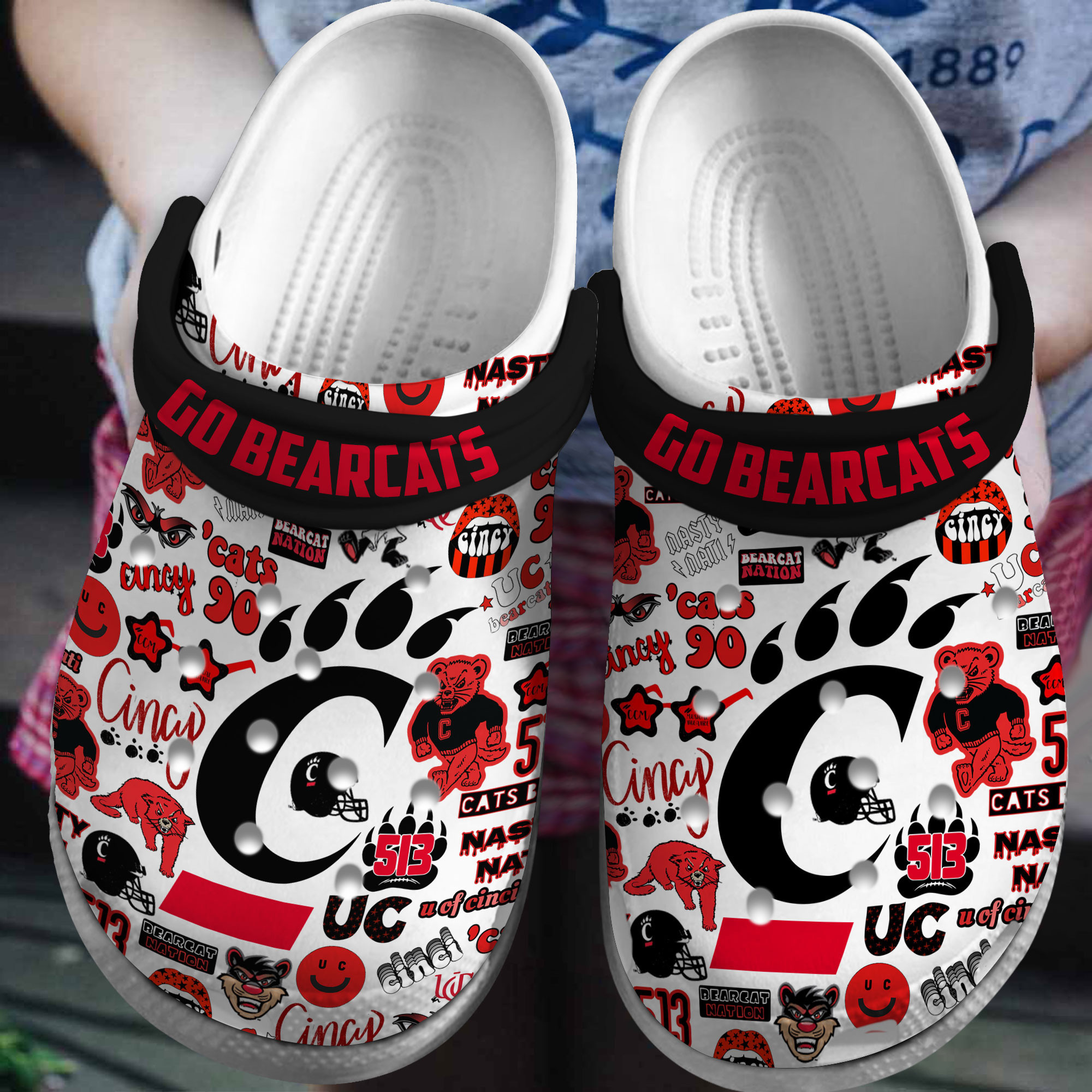 Cincinnati Bearcats NCAA Sport Crocs Crocband Clogs Shoes Comfortable For Men Women and Kids