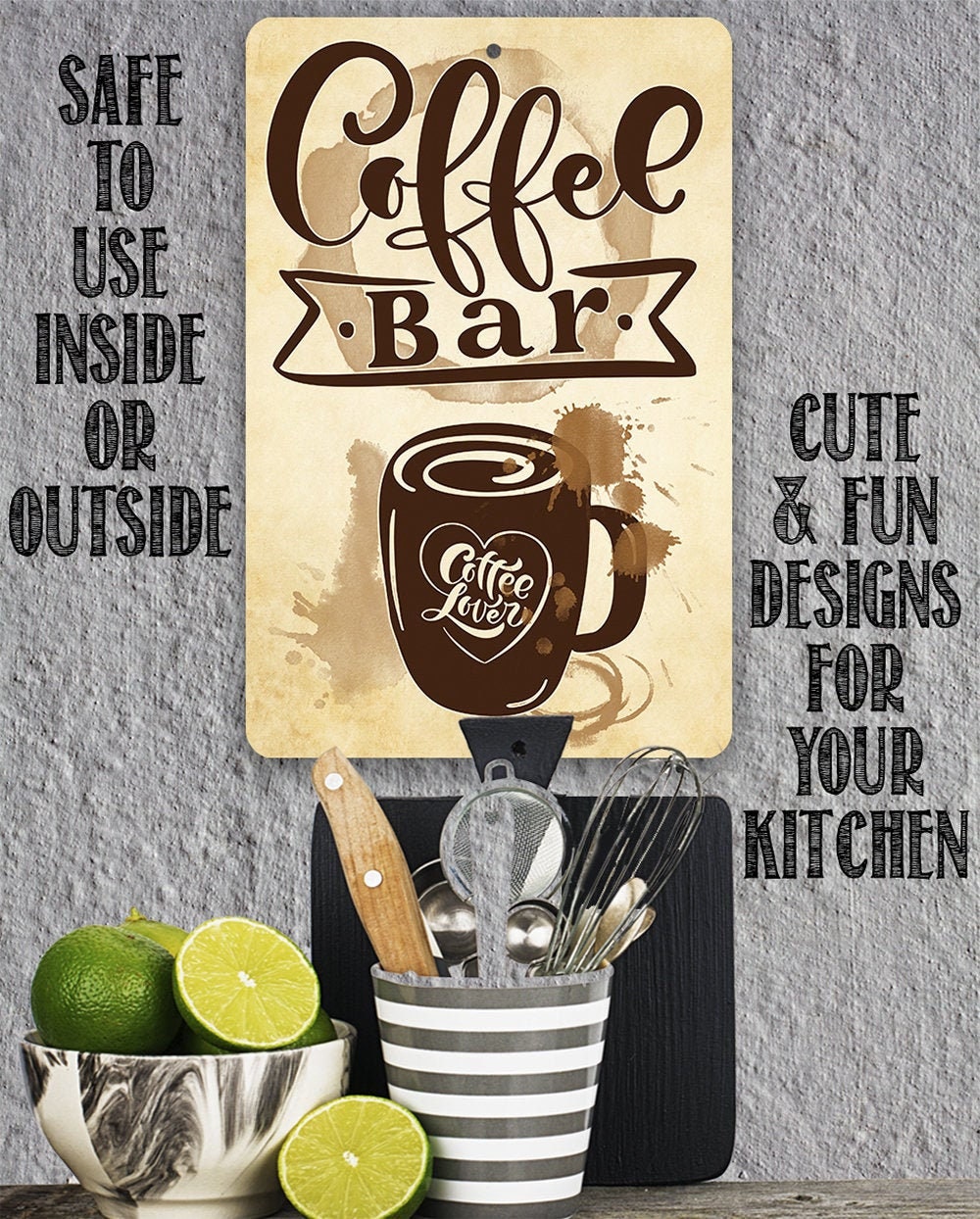 Metal Sign – Coffee Bar Coffee Lover – 8″ x 12″/12″x18″ Use Indoor/Outdoor – Great Coffee Shop and Home Decor for Coffee Lovers