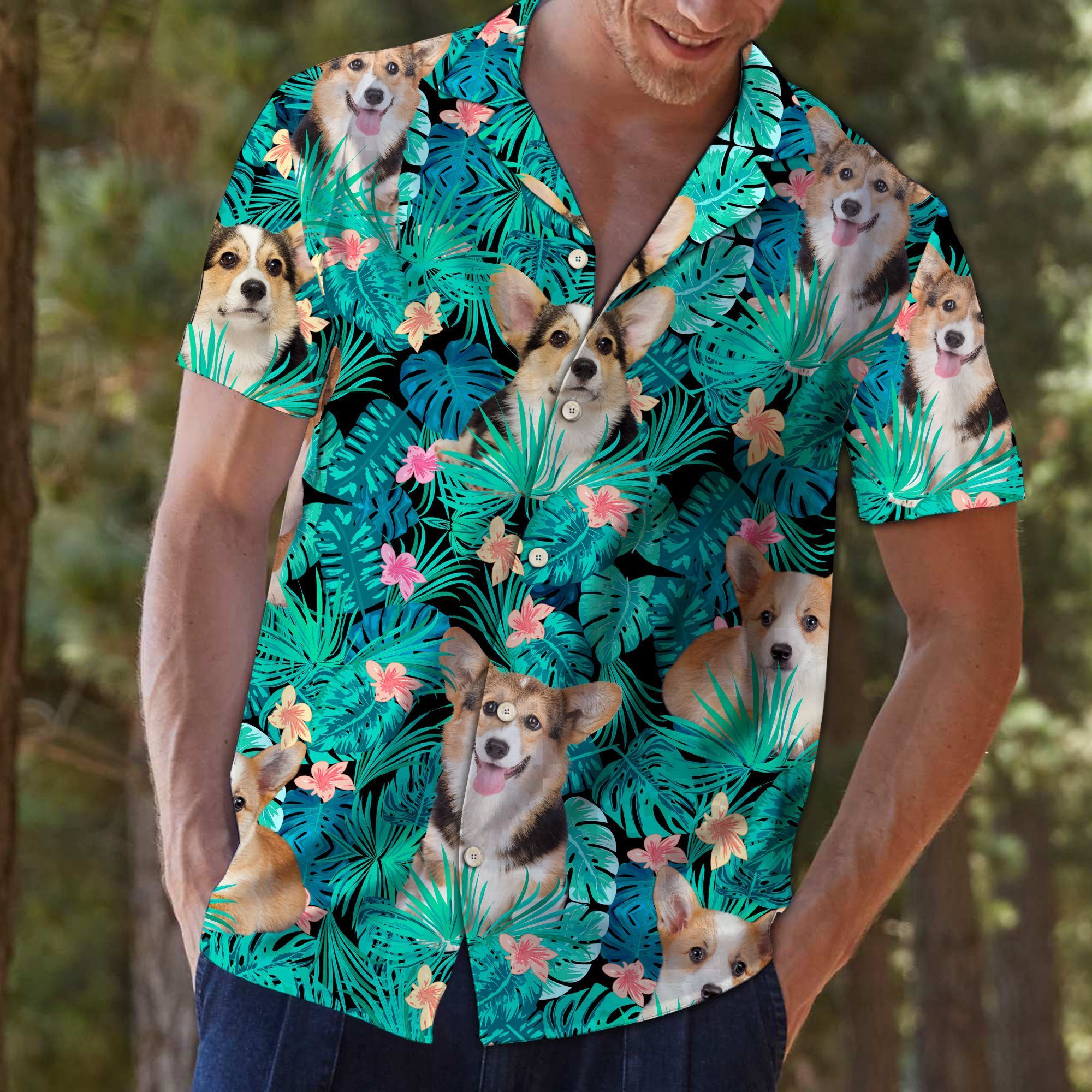 Pembroke Welsh Corgi Blue High Quality Unisex Hawaii Shirt For Men And Women Ha2401