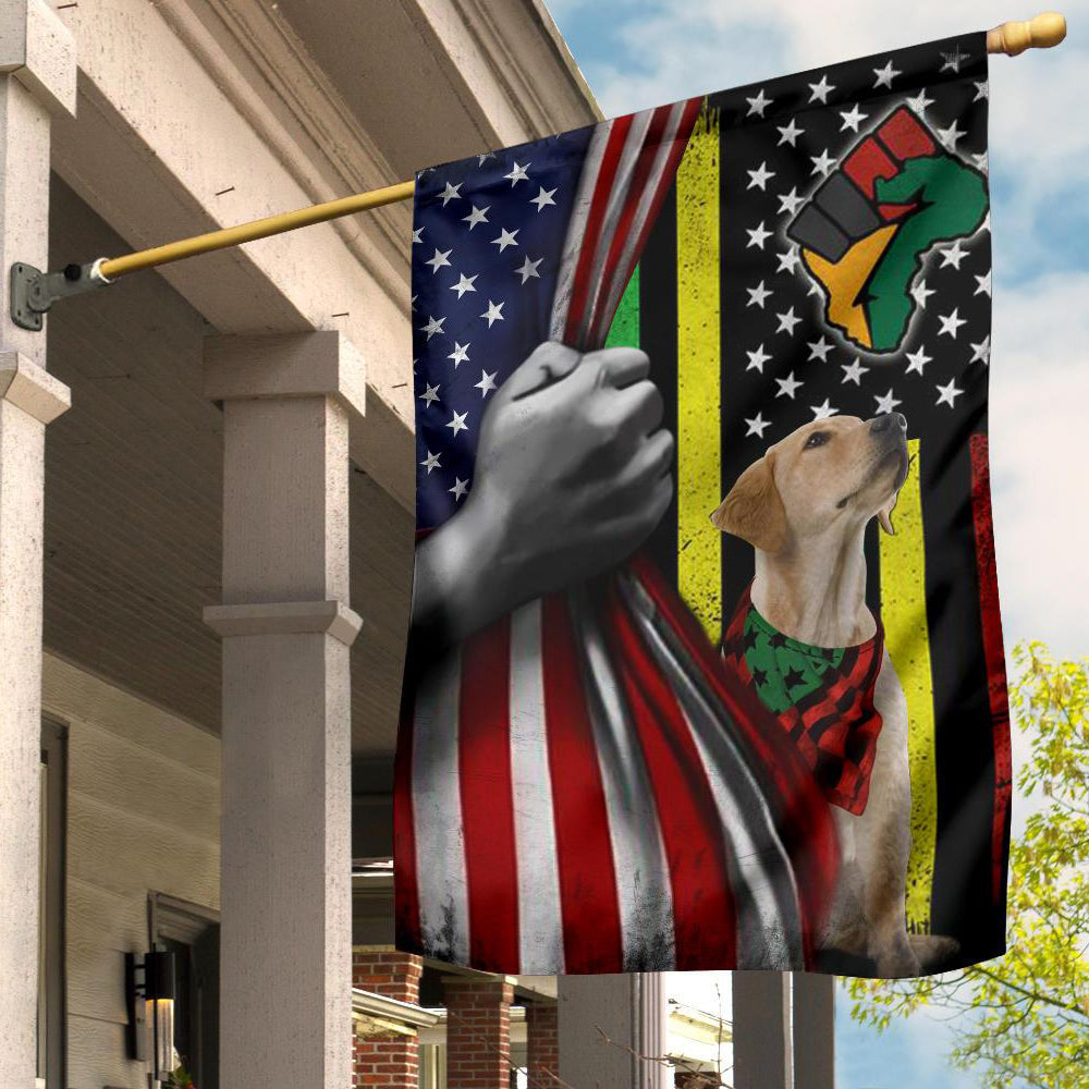 Labrador Retriever Juneteenth Flag Black Pride Decor Black Power Fist Pan-African Flag