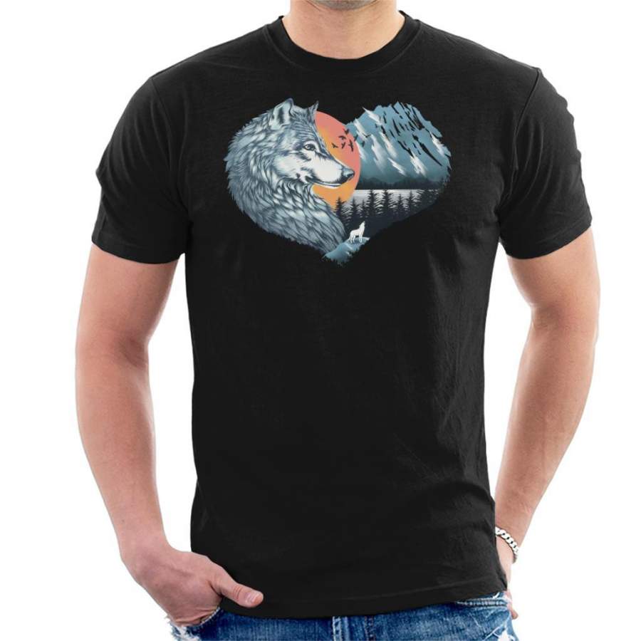 Heart Animals White Wolf Men's T-Shirt