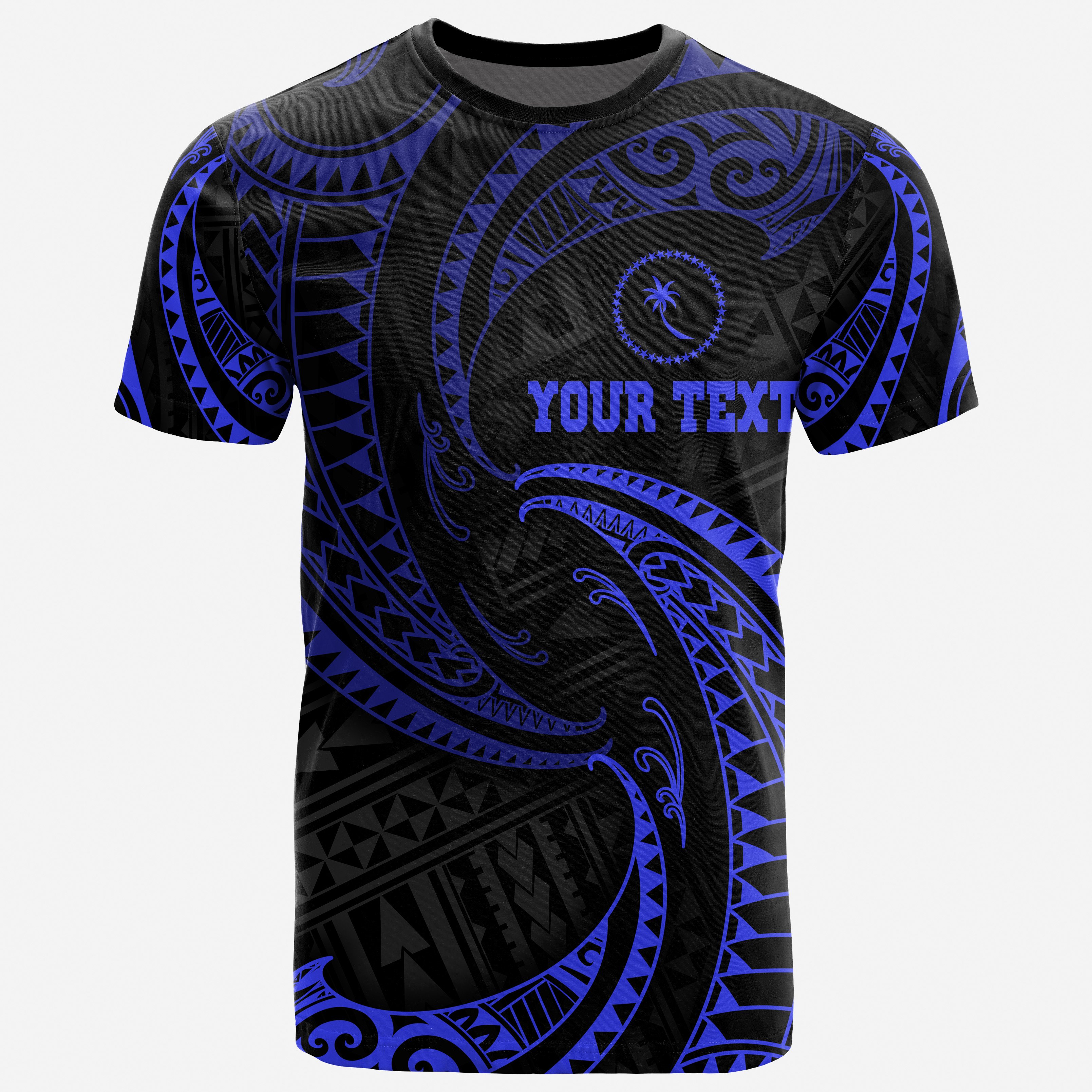 Chuuk Micronesia Personalised Custom T-Shirt – Blue Tribal Wave – BN12