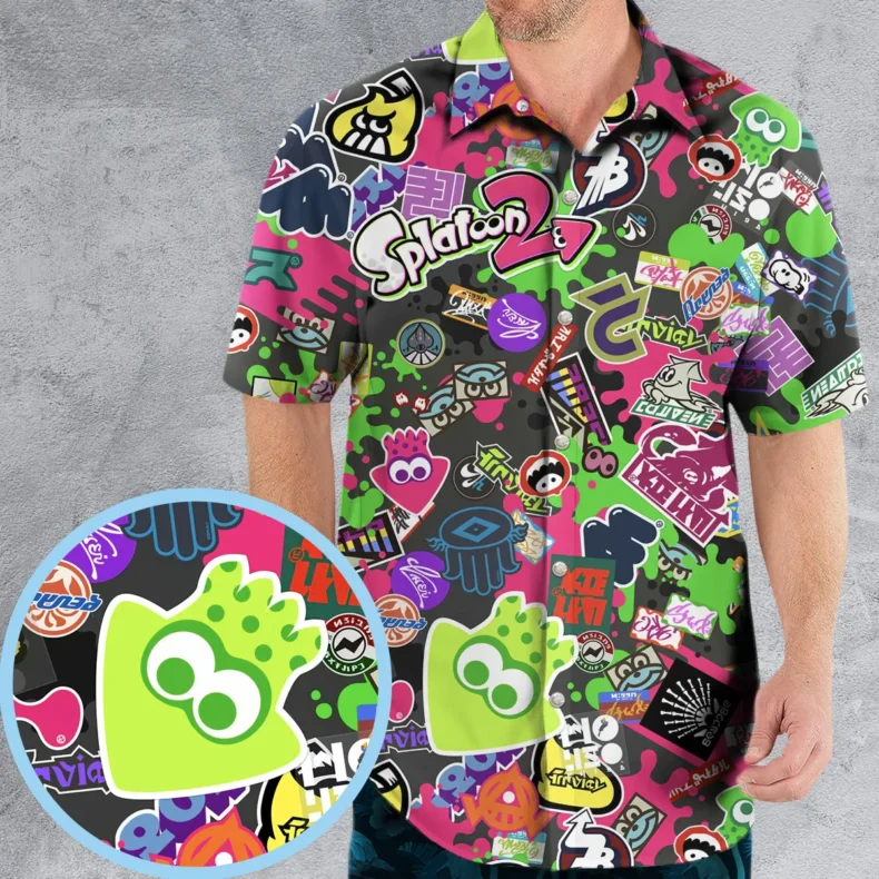 Splatoon Video Game Pattern Hawaiian Shirt