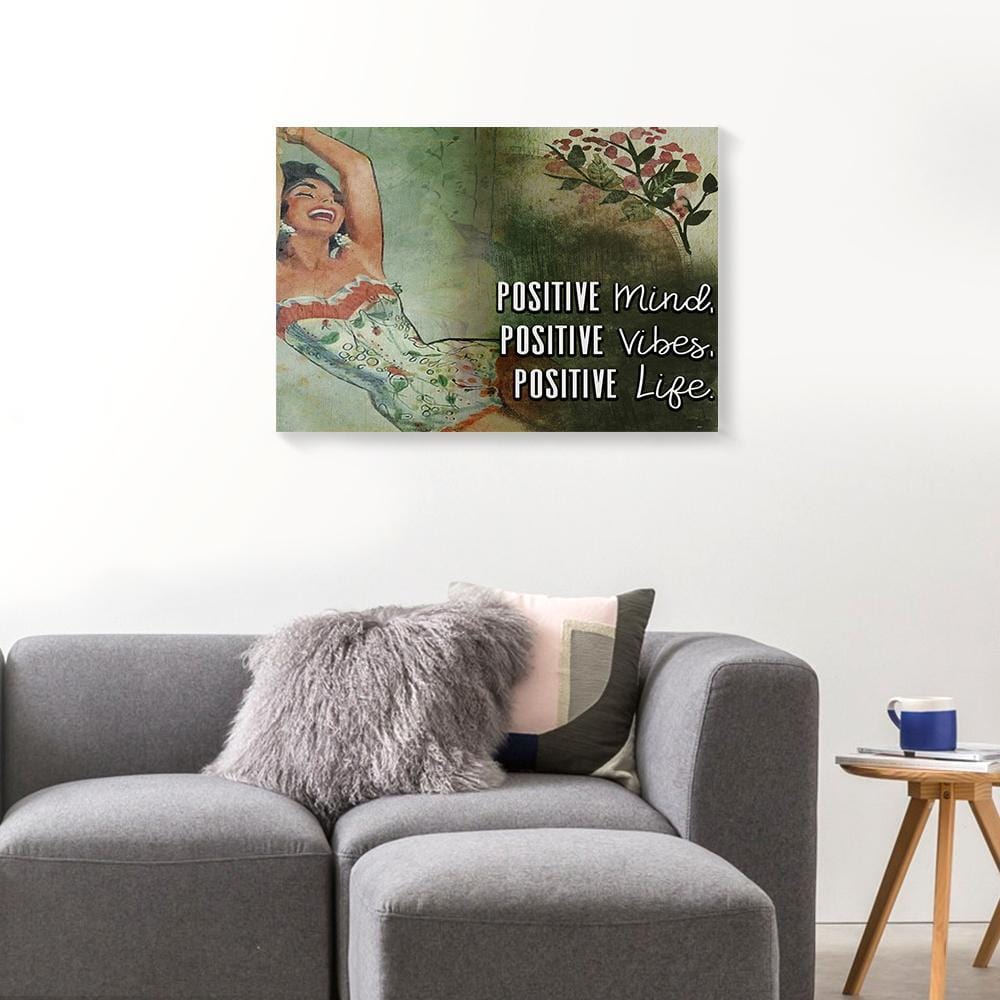 Canvas Prints Positive Mind Positive Vibes Positive Life Vintage Women Canvas Home Decor Canvas