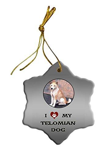 Telomian Puppy Dog Christmas Snowflake Ceramic Ornament