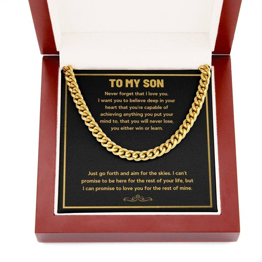 To My Son From Mom Gift Cross Cuban Link Chain Necklace From Dad Birthday Christmas Graduation Gift From Dad Mom With Message Card And Gift Box