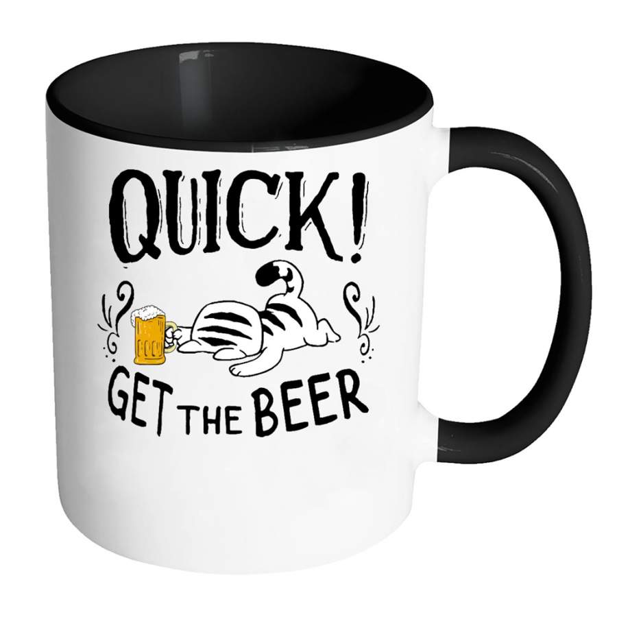 Quick Get The Beer Funny Cat Kitten W – Full-Wrap Coffee Colors Accent Mug