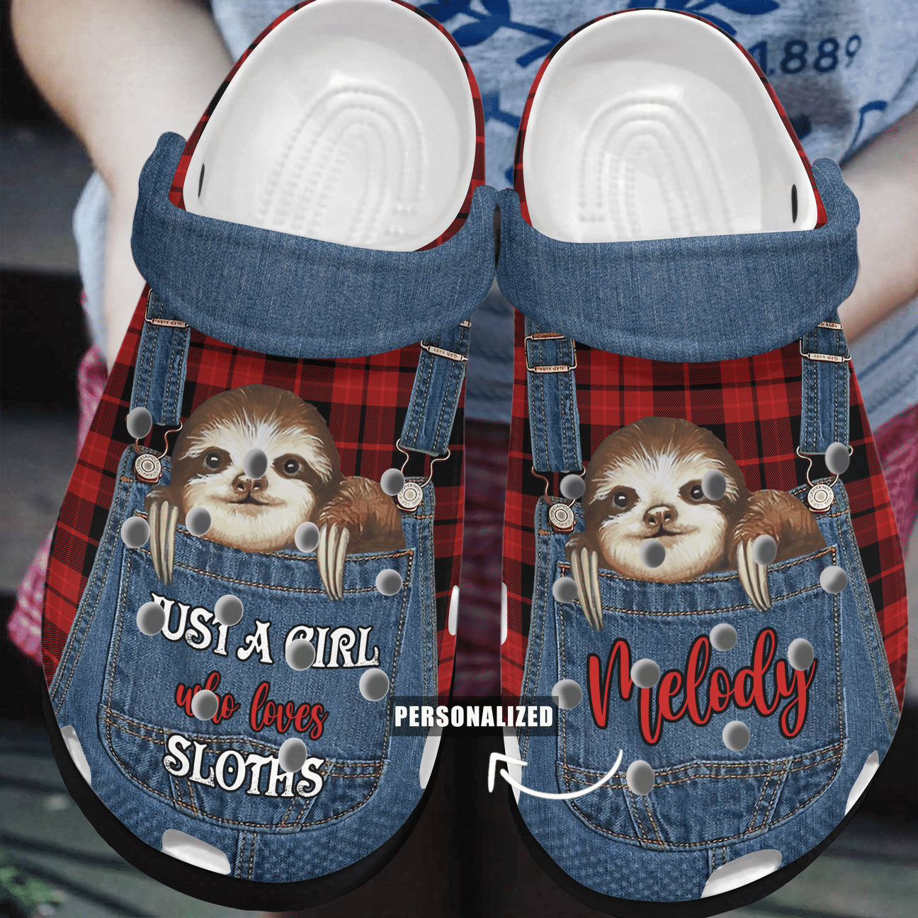 Just A Girl Who Loves Sloths Personalized Clog, Custom Name, Text, Color, Number Fashion Style For Women, Men, Kid, Print 3D