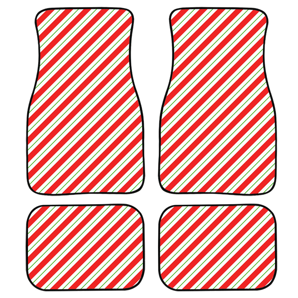 Christmas Candy Cane Stripe Print Front And Back Car Floor Mats