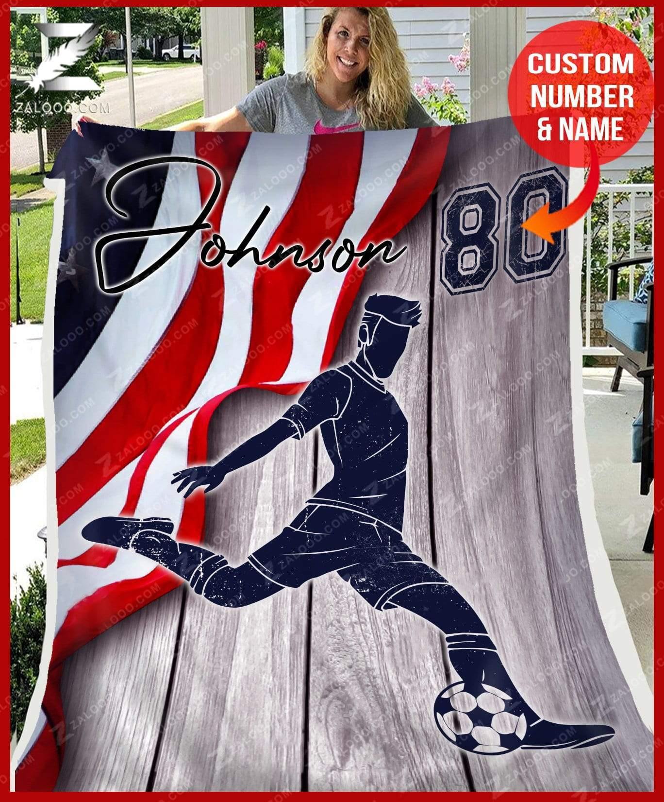 Christmas Gift Custom Fleece Blanket Soccer Flag