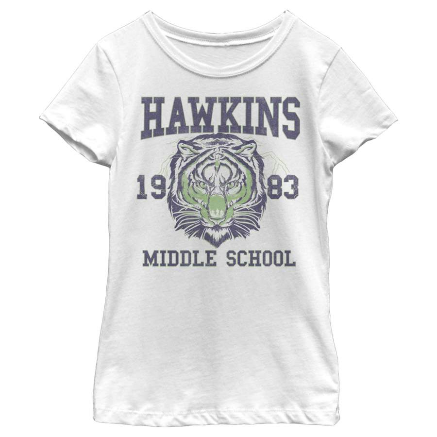 Stranger Things Girl’s Hawkins Middle School Tiger  T Shirt