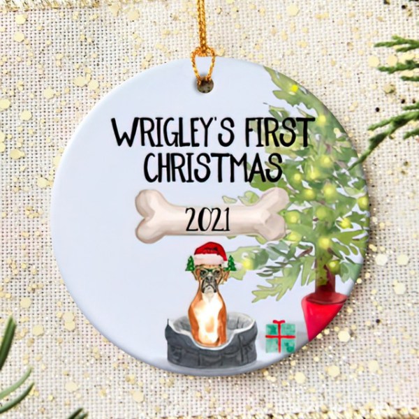 Personalized Boxer Puppy’S First Christmas Ornament, Boxer Ornament