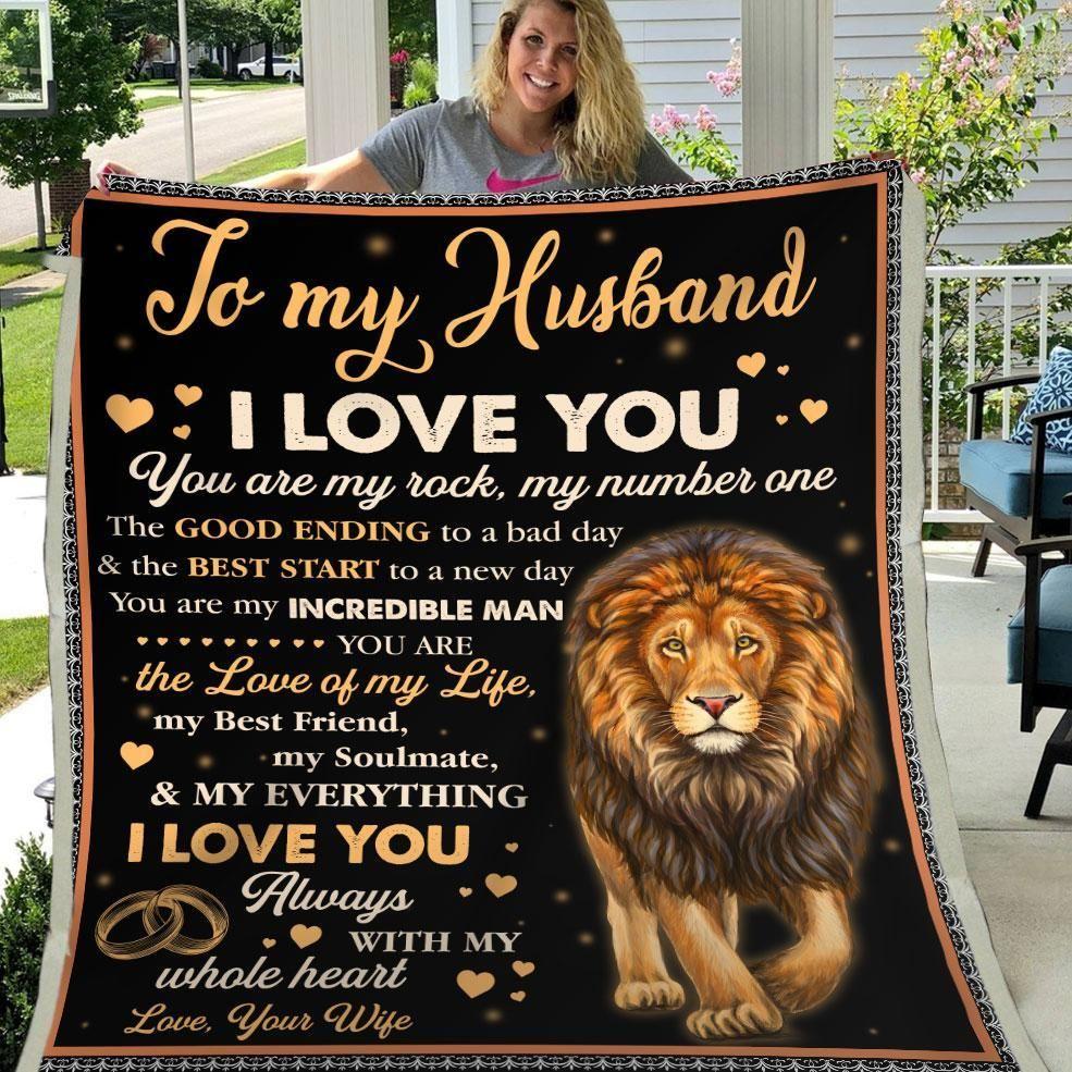 To My Husband You Are My Rock Lion Blanket