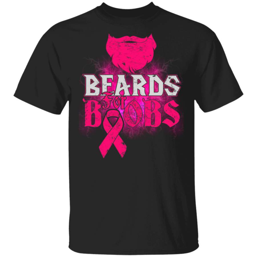 Breast Cancer Awareness Shirt Beards For Boobs Cool Breast Cancer Awareness Beards Lover Gifts Breast Cancer T-Shirt