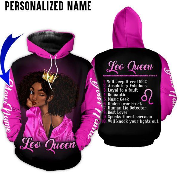 Leo Girl Black Queen Custom Name 3D All Over Print | For Men & Women | Adult | Cn2212