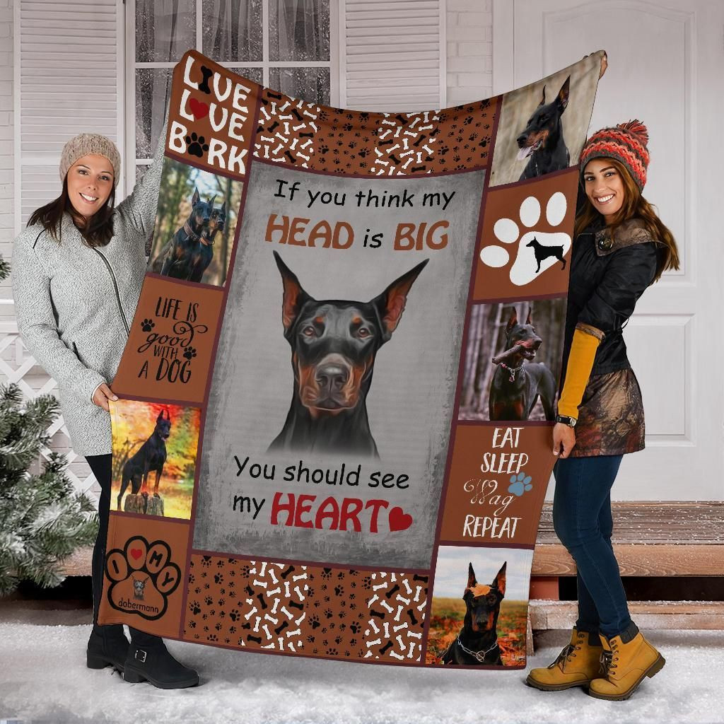 Dobermann Blanket You Should See My Heart, Christmas Gift, Dog Lover Blanket