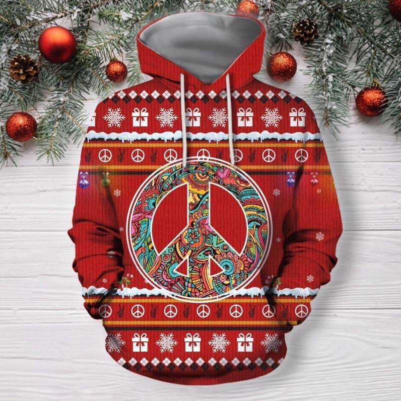 Hippie Red Christmas Hoodie