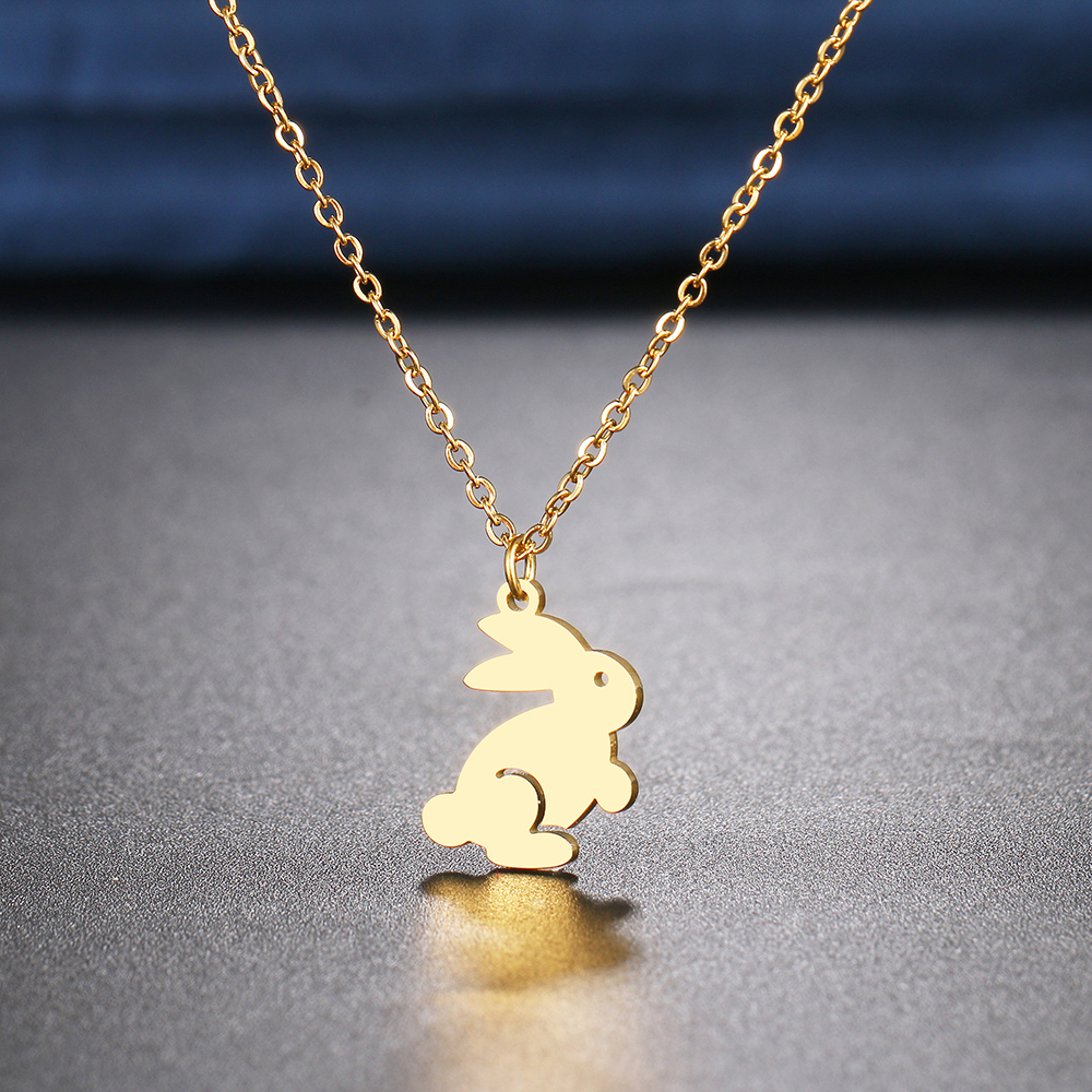 Stainless Steel Necklaces Cartoon Rabbit Pendants Chain Choker Jewellery Fashion Necklace For Women Jewelry Party Friend Gifts alx