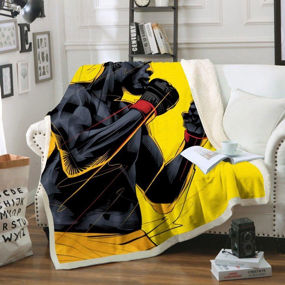 [Personalized Name] Boxing Black Man Yellow Background Fleece Blanket, Sherpa Blanket, Gift For Aunt Gift For Parent, Family Member, Friends Gift, Christmas Gift, Home Decor, Home Living