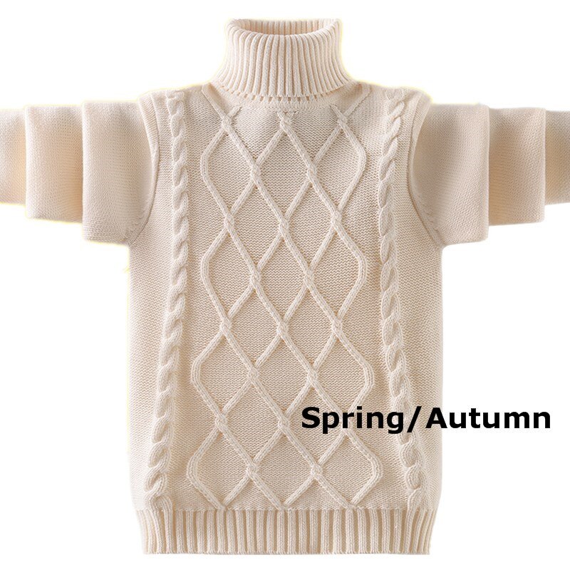 Children High-Collar Sweater Autumn Winter Kids Knit Warm Turtleneck Inner Fleece For Teen Boys 4 6 8 10 12 14 15 Years Clothes alx