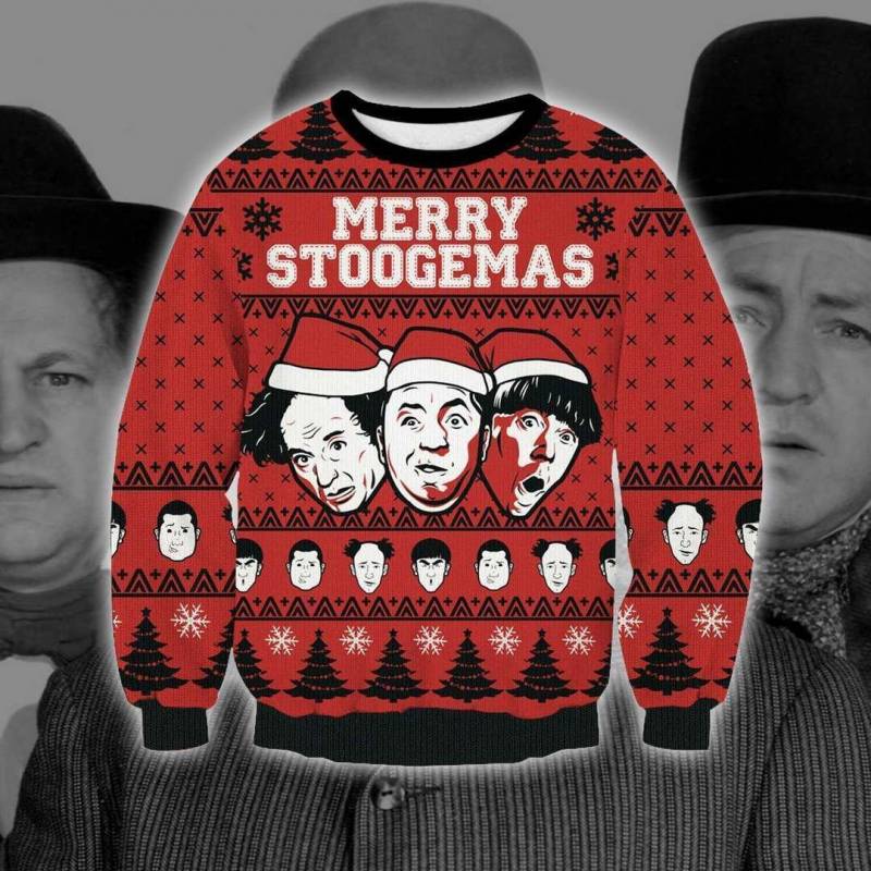 3 Stooges 3D Print Ugly Christmas Sweatshirt