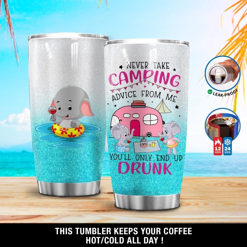 Personalized Camping Elephant Gs-Nt1803Ts Stainless Steel Tumbler Customize Name, Text, Number