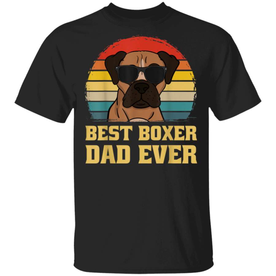 Best Boxer Dog Dad Father Papa Ever Puppy Funny Retro Gift Tshirt