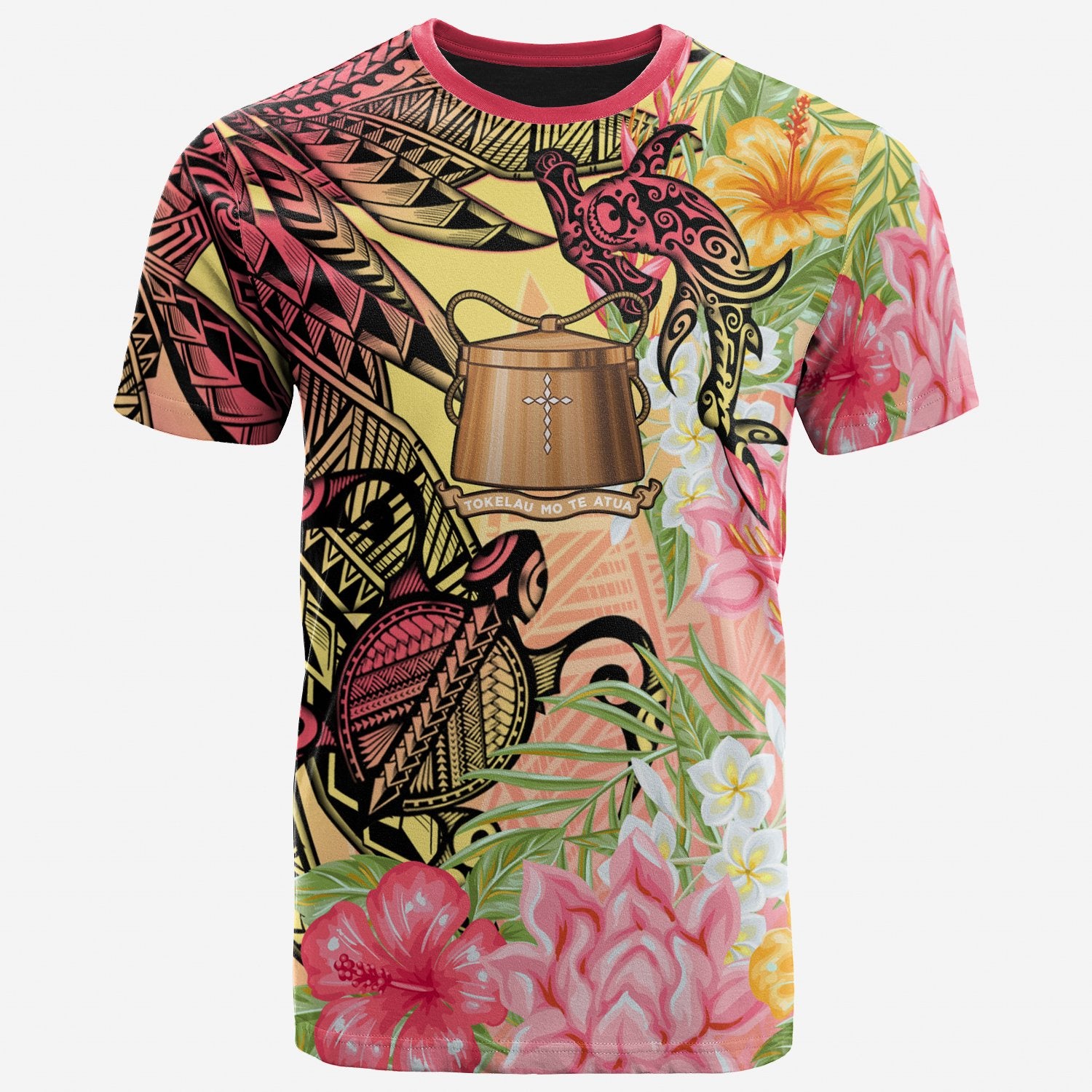 Tokelau T-Shirt – Flowers Tropical With Sea Animals