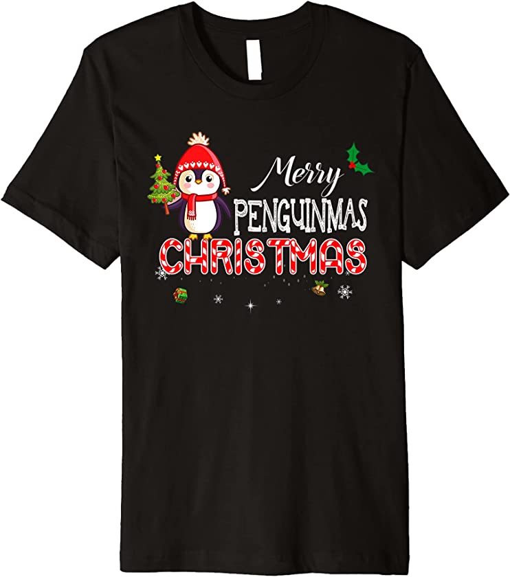 Merry Penguinmas Christmas Animal Santa Penguin Xmas Boys Pj Premium T-Shirt